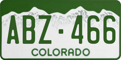 CO license plate ABZ466
