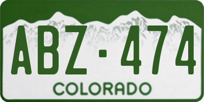 CO license plate ABZ474