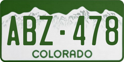 CO license plate ABZ478