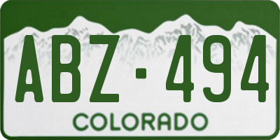 CO license plate ABZ494