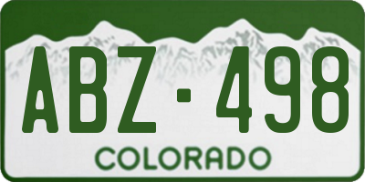 CO license plate ABZ498