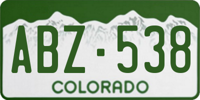 CO license plate ABZ538