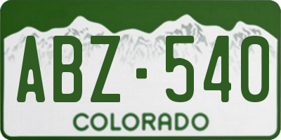 CO license plate ABZ540