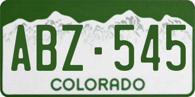 CO license plate ABZ545