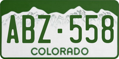 CO license plate ABZ558