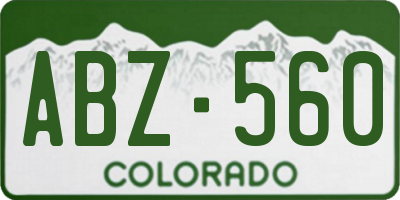 CO license plate ABZ560