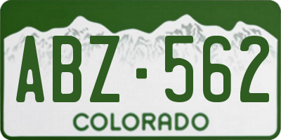 CO license plate ABZ562