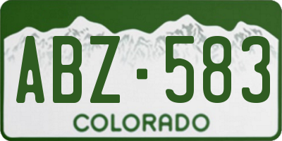 CO license plate ABZ583