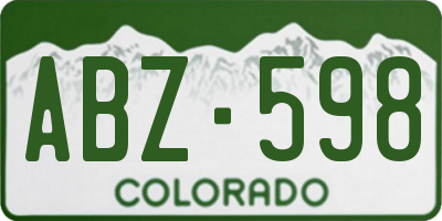 CO license plate ABZ598