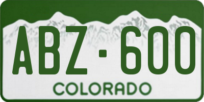 CO license plate ABZ600