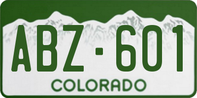 CO license plate ABZ601