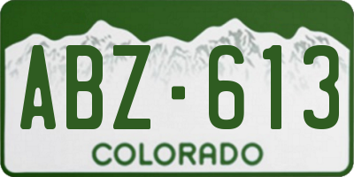 CO license plate ABZ613