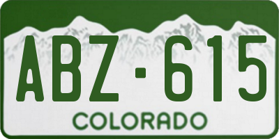 CO license plate ABZ615