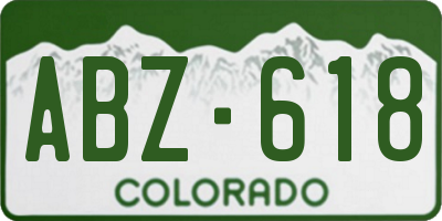 CO license plate ABZ618