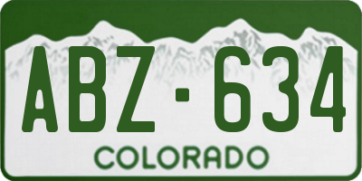 CO license plate ABZ634