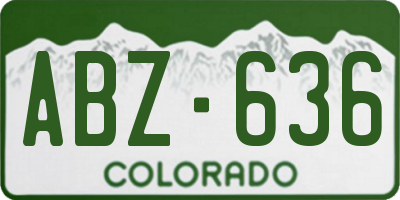 CO license plate ABZ636