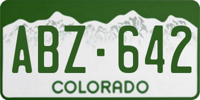 CO license plate ABZ642