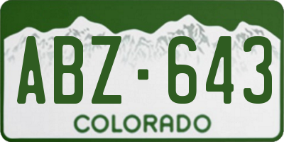 CO license plate ABZ643