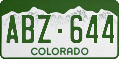 CO license plate ABZ644