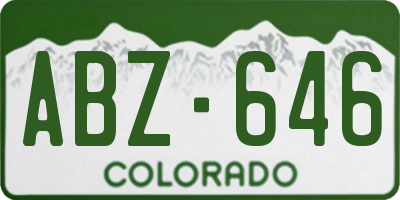 CO license plate ABZ646