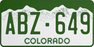CO license plate ABZ649