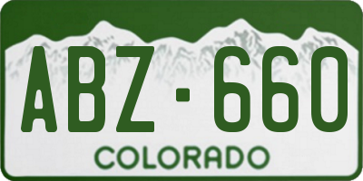 CO license plate ABZ660