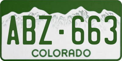 CO license plate ABZ663
