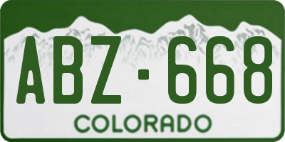 CO license plate ABZ668