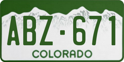 CO license plate ABZ671