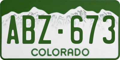 CO license plate ABZ673