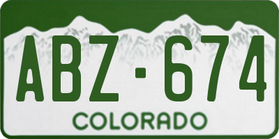 CO license plate ABZ674