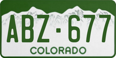 CO license plate ABZ677