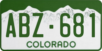 CO license plate ABZ681