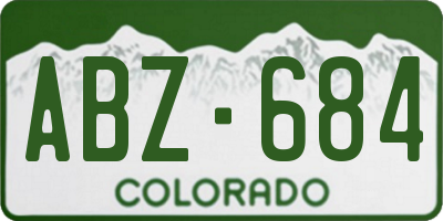 CO license plate ABZ684
