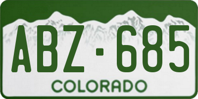 CO license plate ABZ685