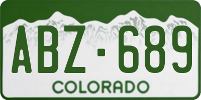 CO license plate ABZ689
