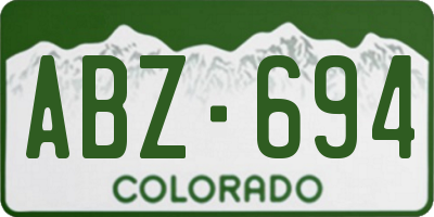 CO license plate ABZ694
