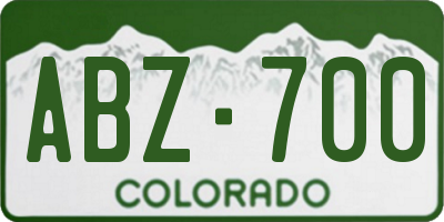 CO license plate ABZ700