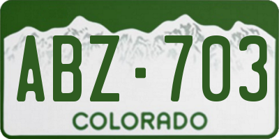 CO license plate ABZ703
