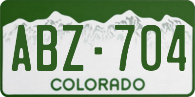 CO license plate ABZ704