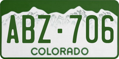 CO license plate ABZ706