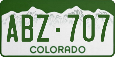 CO license plate ABZ707