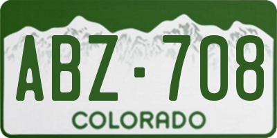 CO license plate ABZ708
