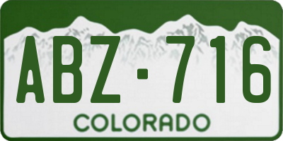 CO license plate ABZ716