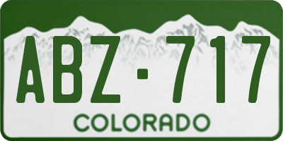 CO license plate ABZ717