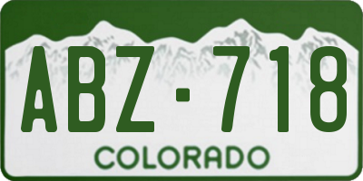 CO license plate ABZ718