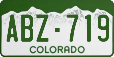 CO license plate ABZ719