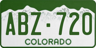 CO license plate ABZ720