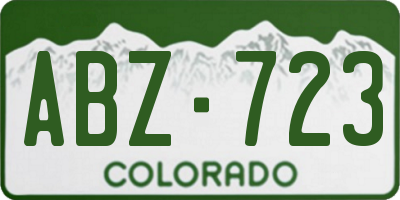 CO license plate ABZ723