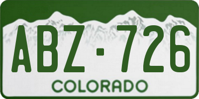 CO license plate ABZ726
